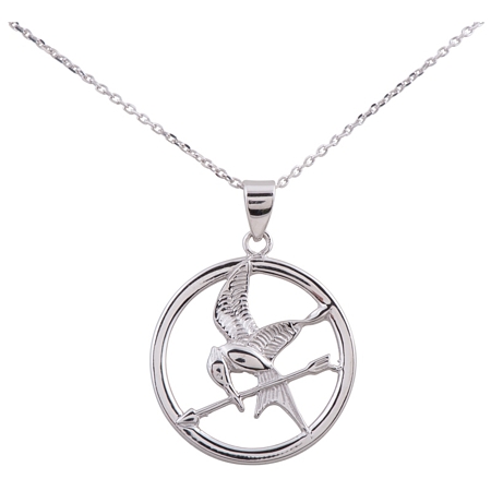 Mockingjay Pendant - Rhodium-pated Sterling Silver - Click Image to Close